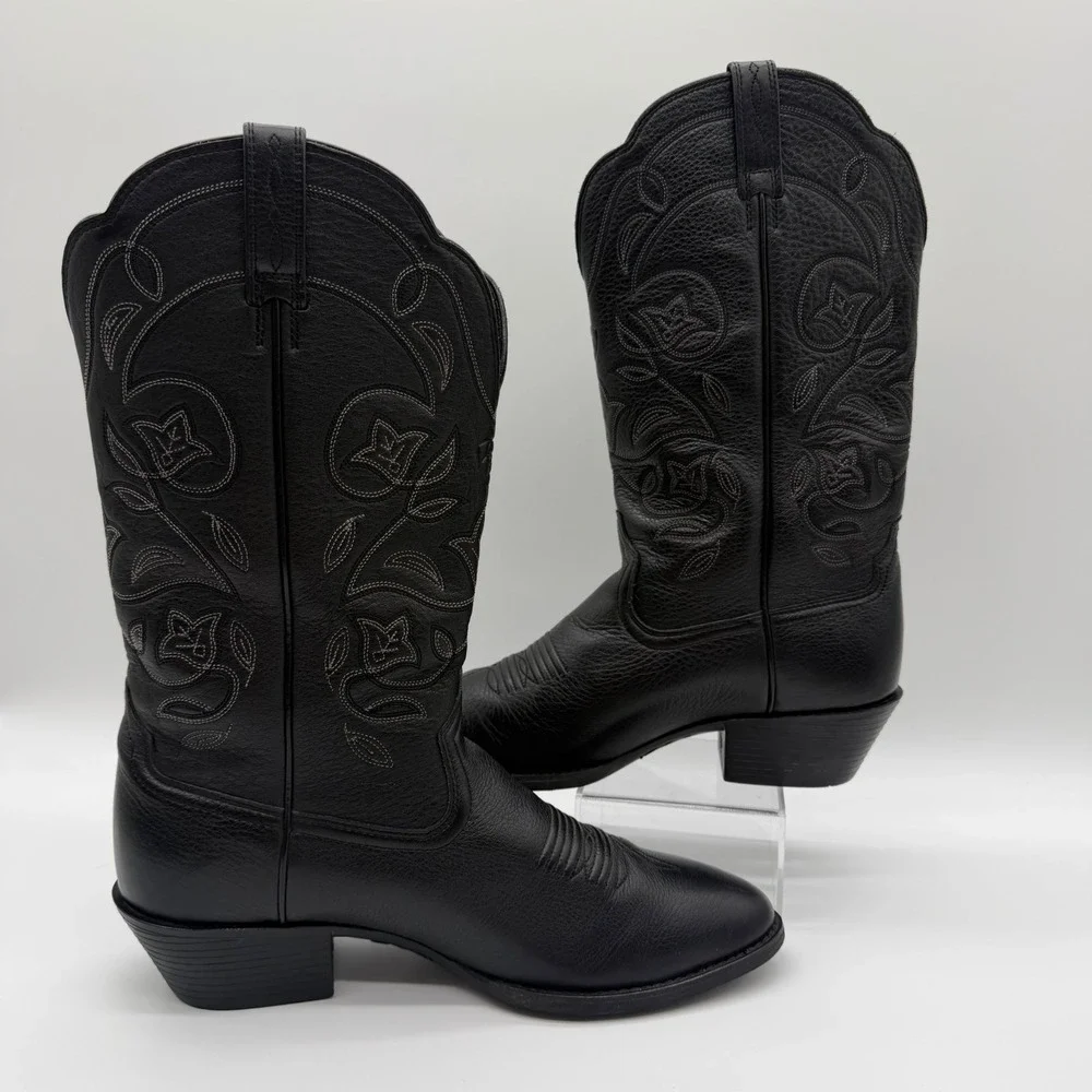 Ariat Heritage Western R-Toe Black Leather Boots 10001037 Womens 8.5 B